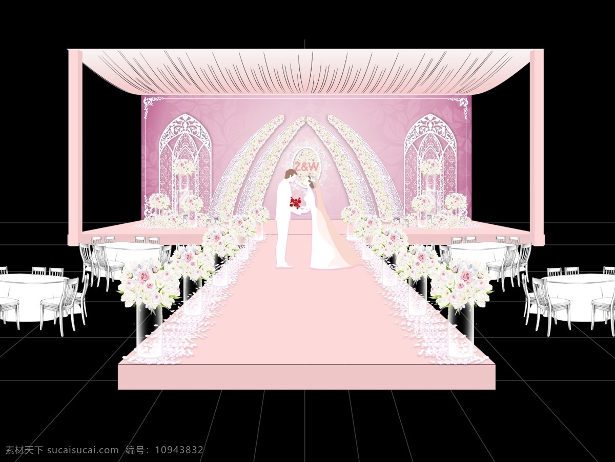 婚礼 吊顶 婚庆 效果图 婚礼效果图 婚礼场景设计 婚礼布幔吊顶 粉色婚礼 婚礼策划设计