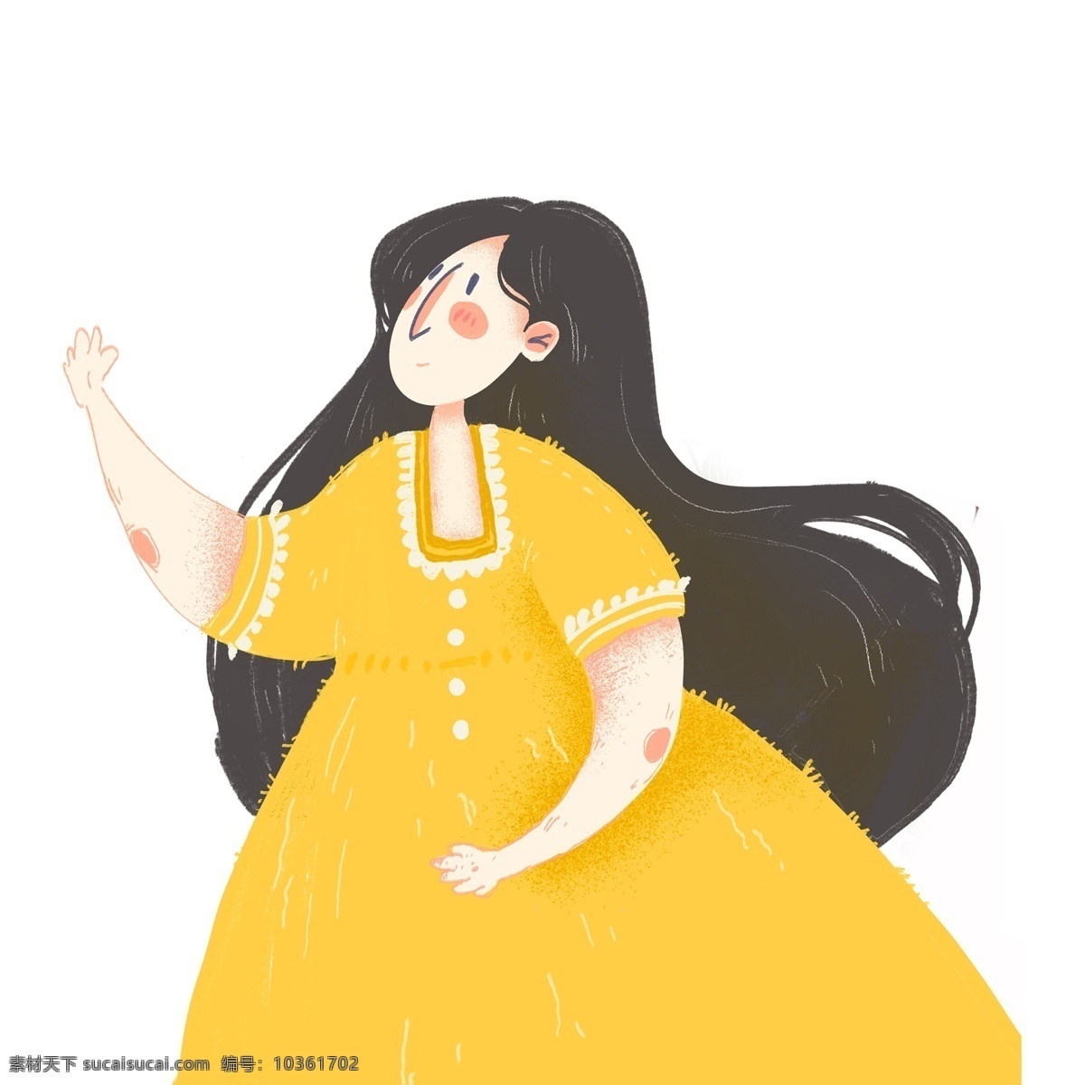 卡通 黃 裙 長發(fā) 女孩 圖案 元素 人物 卡通人物 人物元素 長發(fā)女孩 設(shè)計(jì)元素 元素設(shè)計(jì) 創(chuàng)意元素 手繪元素 免摳元素