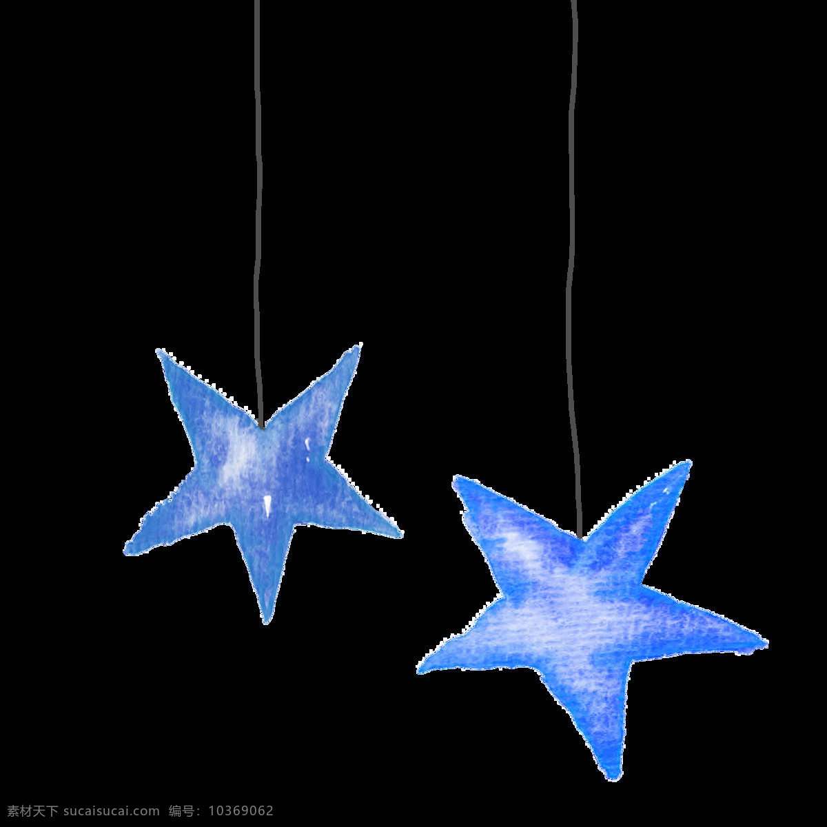 蓝色 星星 灯饰 圣诞节 透明 装饰 手绘 透明素材 免扣素材 装饰图案