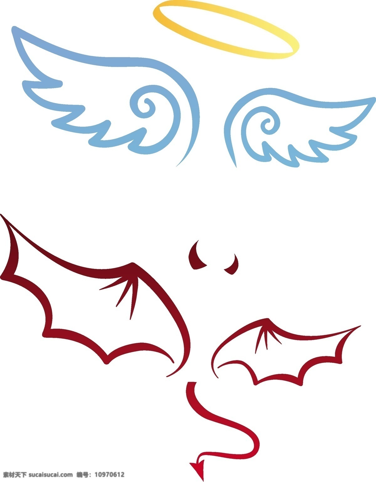 天使 魔鬼 卡通 翅膀 卡通翅膀 标识标志图标 小图标 矢量图库