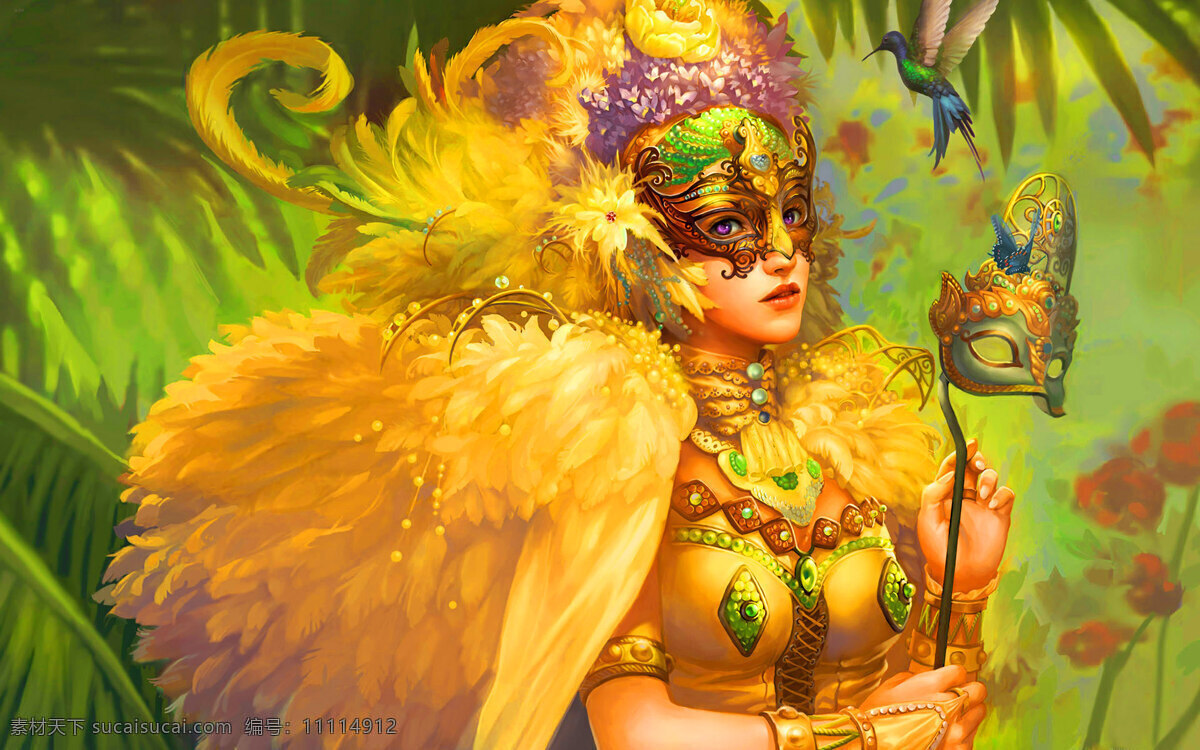 高清 游戏 黄金 面具 美女 漂亮 丛林 仙女 皇后 设计素材集