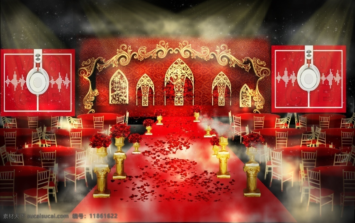 紅 金色 婚禮 效果圖 紅金 效果 現(xiàn)代 分層
