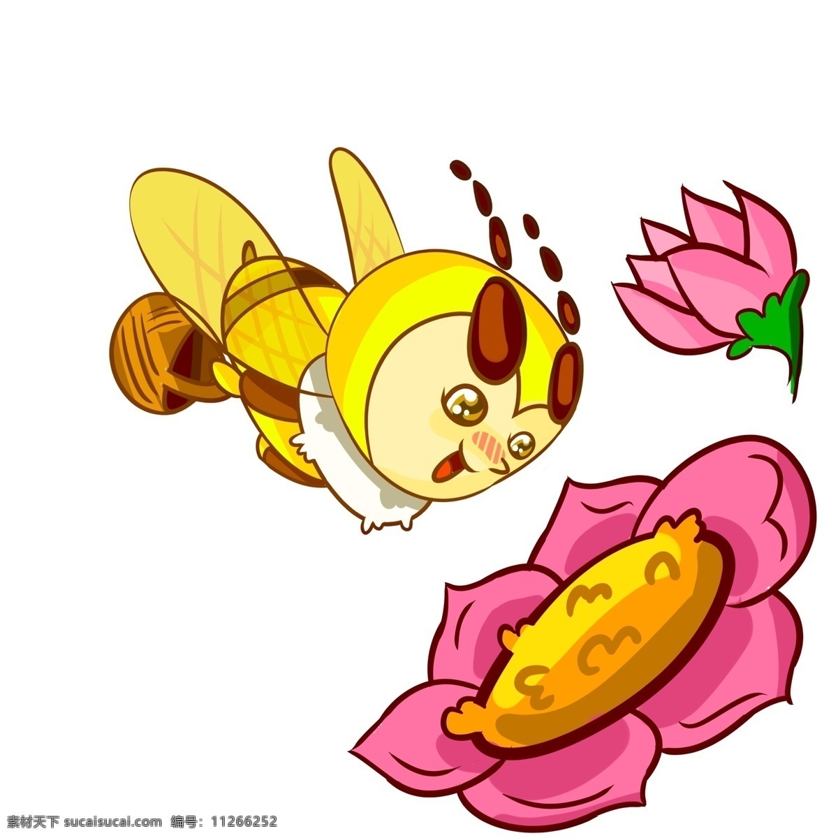 可爱 蜜蜂 采 花蜜 插画 漂亮的花朵 红色花朵 黄色小蜜蜂 可爱的蜜蜂 采花蜜插画 微笑的蜜蜂 蜜蜂插画