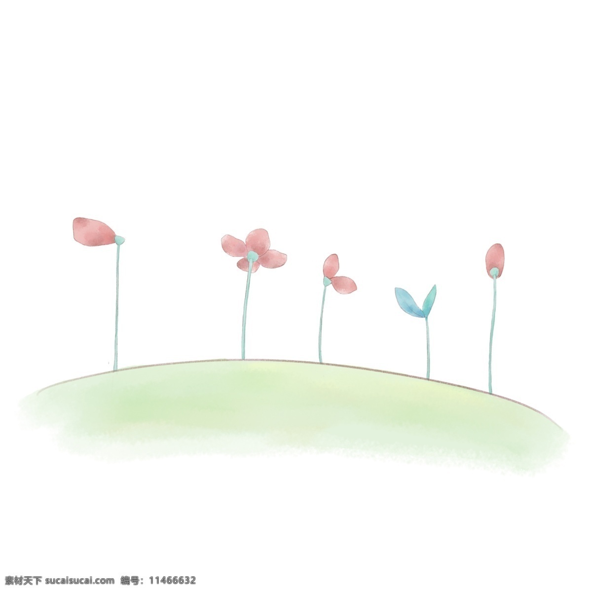 创意 花草 卡通 分割线 绿色的草地 盛开的花朵 鲜花 创意分割线 卡通植物插画 植物 插画
