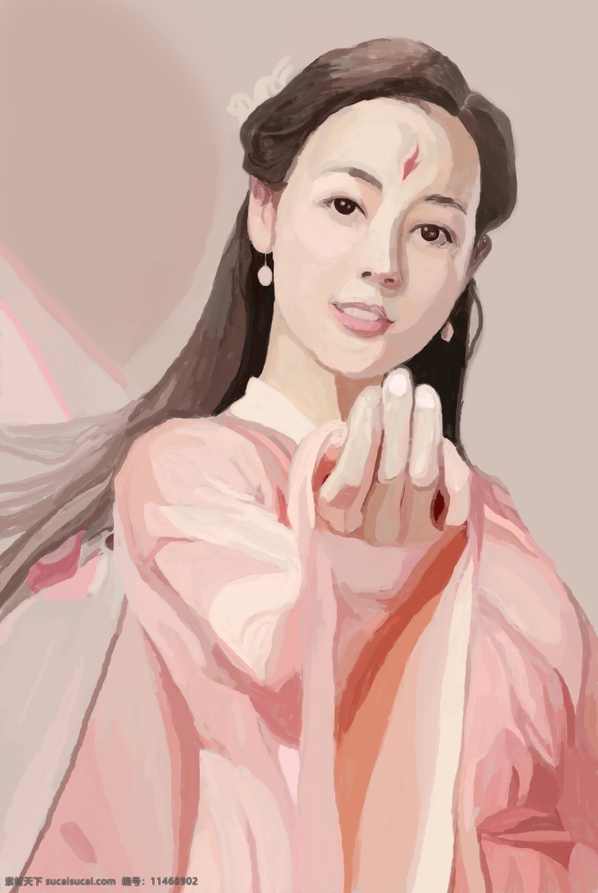 迪麗熱巴 女孩 girl 人物肖像 明星 偶像 人物明星 手繪 鼠繪 粉 唯美 姿態(tài) 媚態(tài) 可愛 人物圖庫 明星偶像
