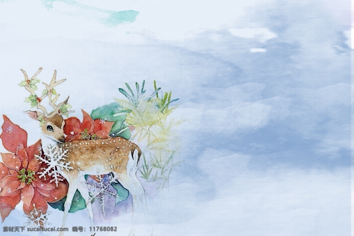 卡通 鹿 圣誕 圣誕節(jié) 背景 唯美 幾何 大氣 宣傳 創(chuàng)意 馴鹿 白鹿 扁平