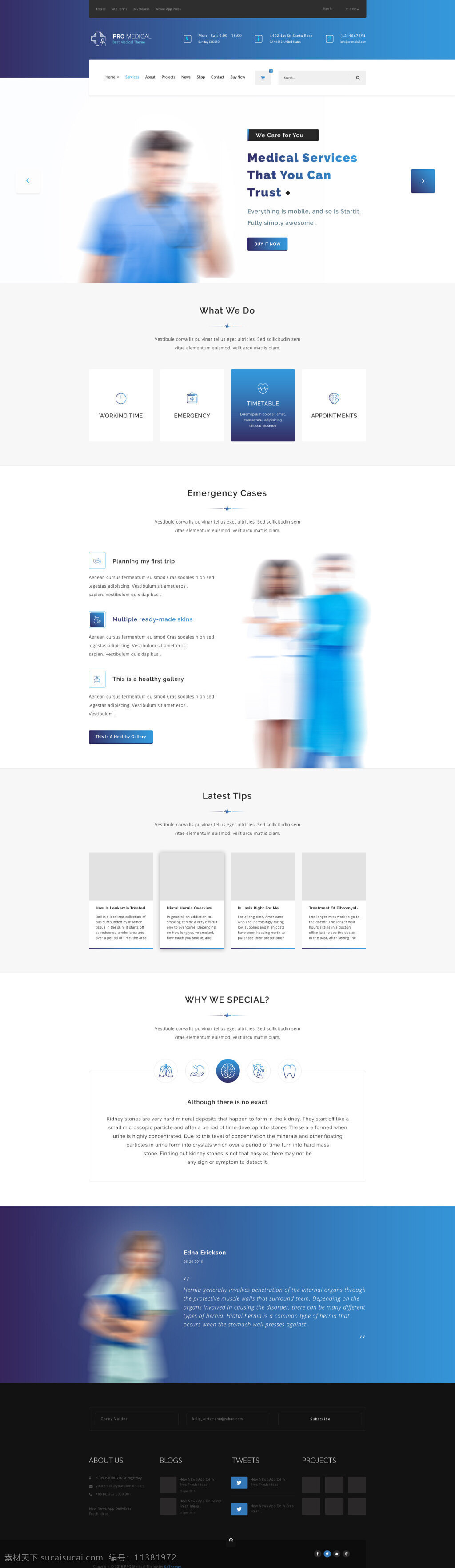 外国 保健医 疗 网站 模板 psd格式 白色 简约 蓝色 欧美 网页模板 文字 医疗 医生