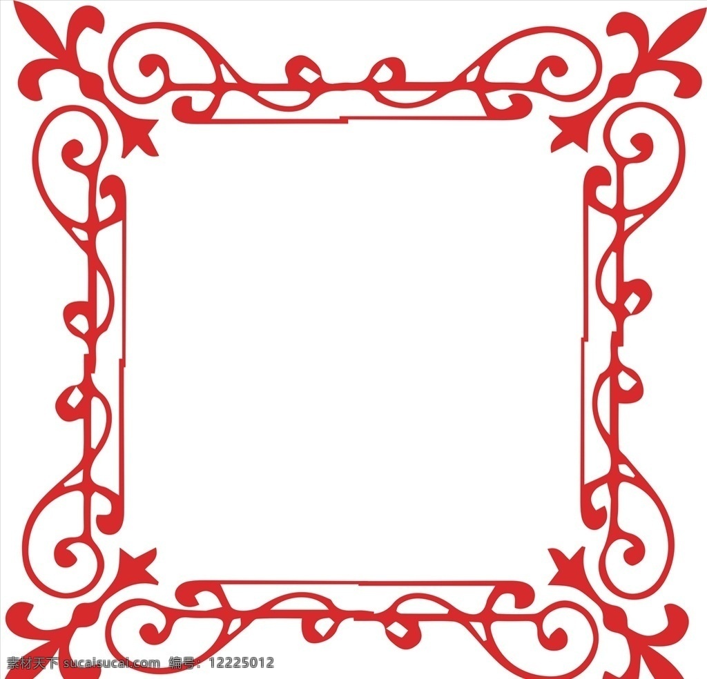 红色剪纸窗花 红色 剪纸 窗花 门画 边框 喜庆 婚礼 过年 春节 底纹边框 花边花纹
