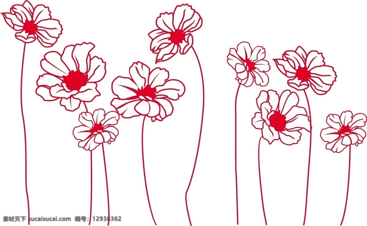 手绘 线描 绽放 小 花朵 矢量 手绘花朵 线描花朵 绽放的小花 小花朵 花丛 单色 雕刻 矢量图 生物世界 花草