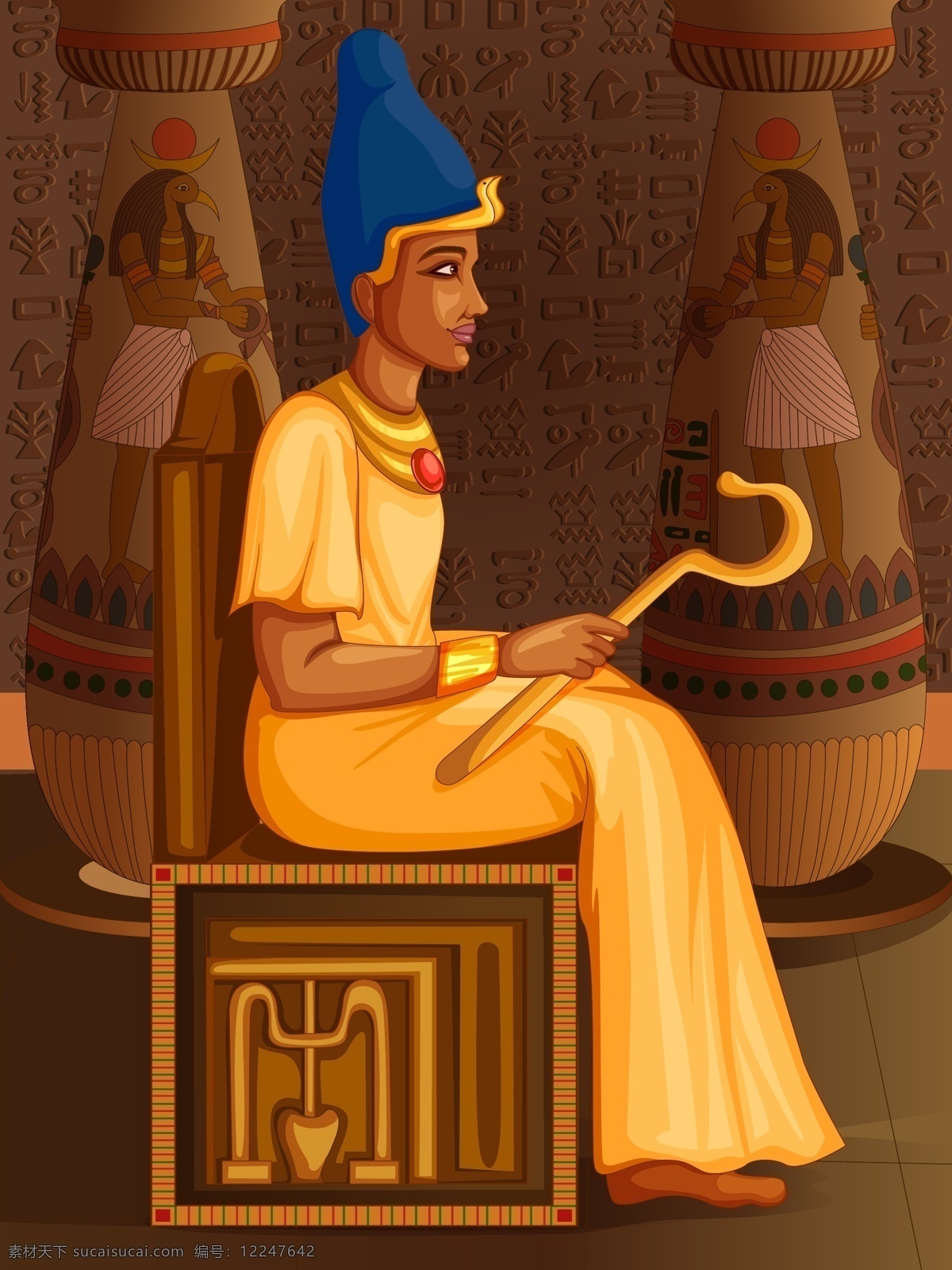 古埃 人物 插画 复古 特色 古代 埃及 宗教