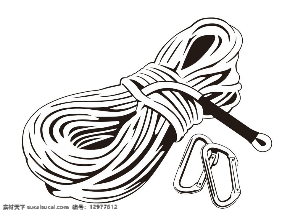 登山绳索 绳索 攀岩绳索 简笔画 线条 线描 简画 黑白画 卡通 手绘 简单手绘画 矢量图 运动矢量图 文化艺术 体育运动
