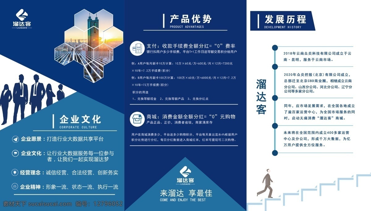 科技 公司 三 折頁 科技公司 三折頁 logo 矢量圖 城市背景 藍(lán)色 淺藍(lán) 走勢(shì)圖 詳細(xì)介紹 支付 電商 平臺(tái) 原創(chuàng)專屬 dm宣傳單