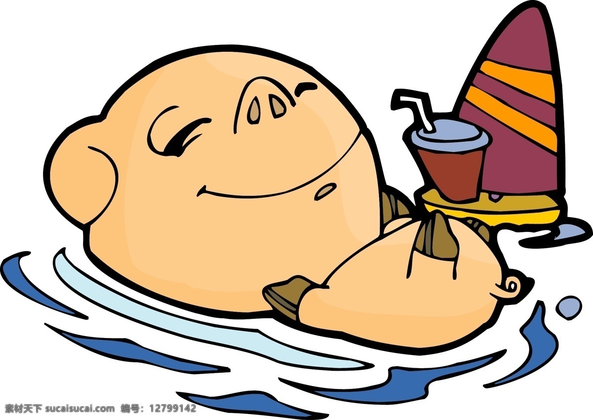 卡通 生肖 豬年 可愛 享受 日光浴 小 豬 矢量圖 卡通素材 矢量潮流 矢量卡通 中國元素 其他矢量圖