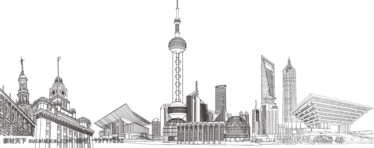 上海 城市 线 稿 上海城市线稿 线稿 上海线稿 设计素材 卡通设计