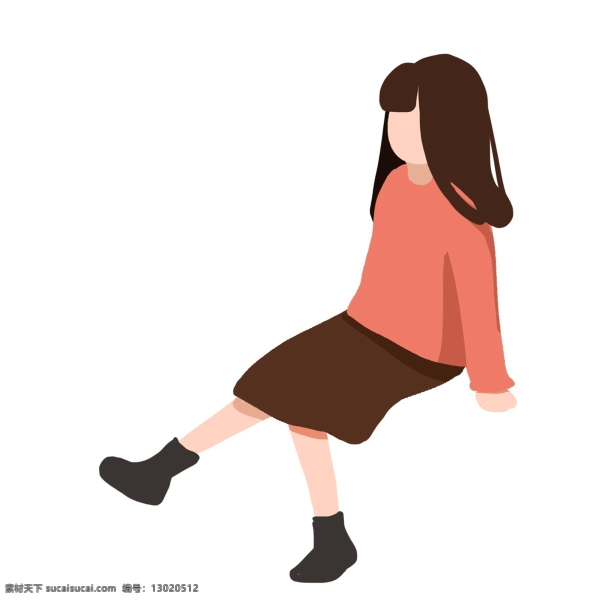 坐 的卡 通 女孩 元素 人物 卡通人物 設(shè)計元素 簡約 時尚女孩 手繪 裝飾圖案 元素設(shè)計 創(chuàng)意元素 psd元素