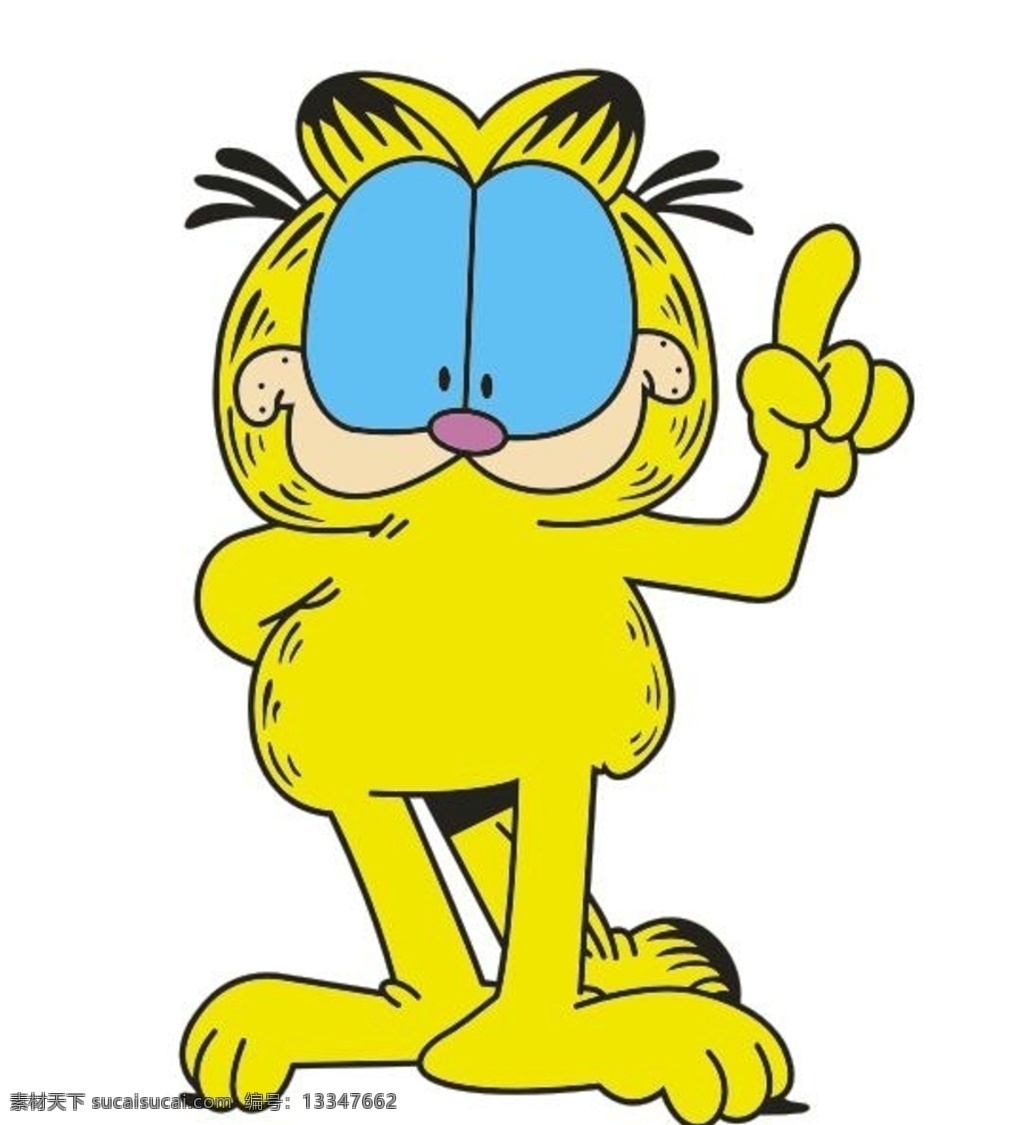 加菲猫 卡通 可爱 矢量图 摇手 标志图标 其他图标