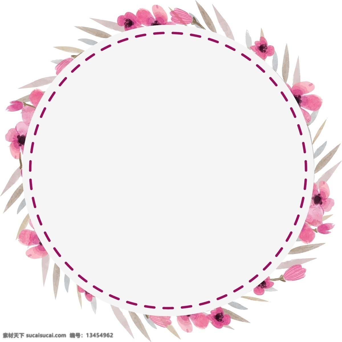 簡(jiǎn)約 風(fēng)格 花環(huán) 元素 商用 生活 休閑 圓形 花朵 日常 粉色