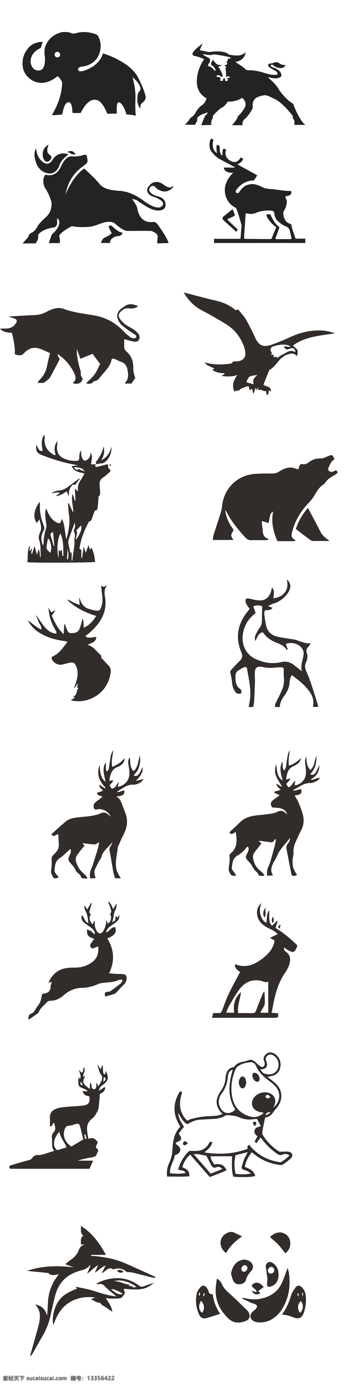 精美 动物 主题 logo 精美动物 动物剪影 标志图标 其他图标