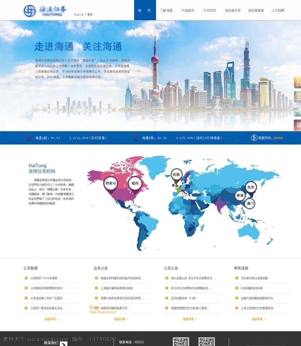 证券公司 网站首页 证券 股票 基金 个股期权 简洁 web 界面设计 中文模板