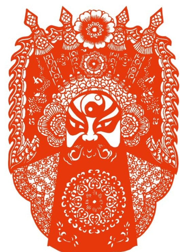 京剧花脸 京剧 花脸 剪纸 脸谱 矢量 背景 元素 文化艺术 传统文化