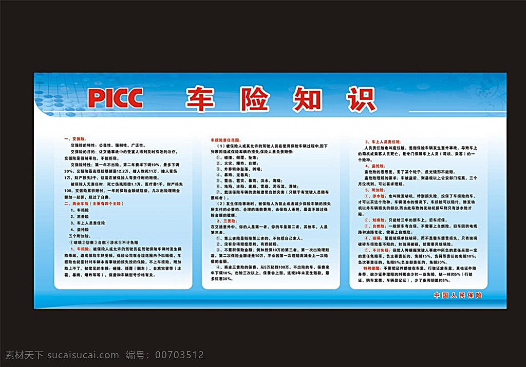 picc 中国财产保险 车险知识 中国人民保险 车险内容 黑色