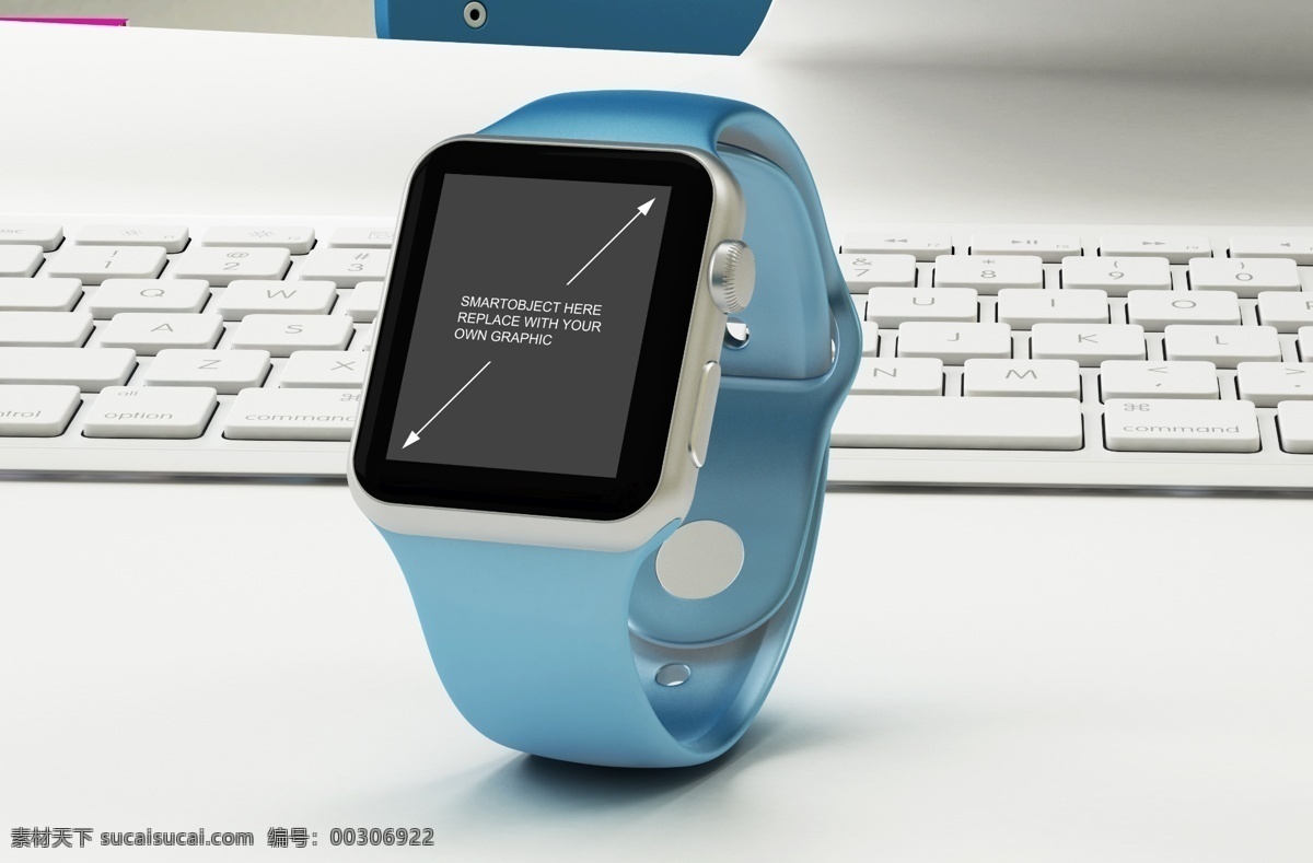 apple iwatch 效果图 苹果手表 watch 手表效果图 蓝色表带 分层