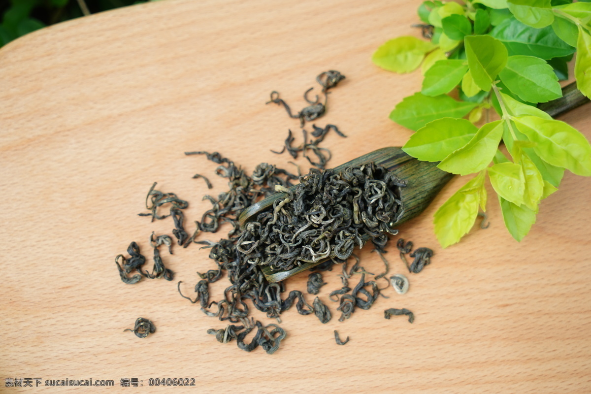 绿茶干茶 茶叶 特写 回龙茶 绿茶 干茶 餐饮美食 食物原料