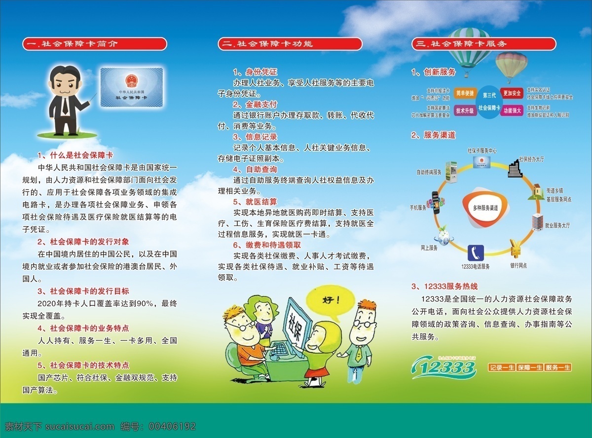 社会保障卡 什么是社保卡 三折页 折页 彩页 社保卡彩页 文化艺术 传统文化