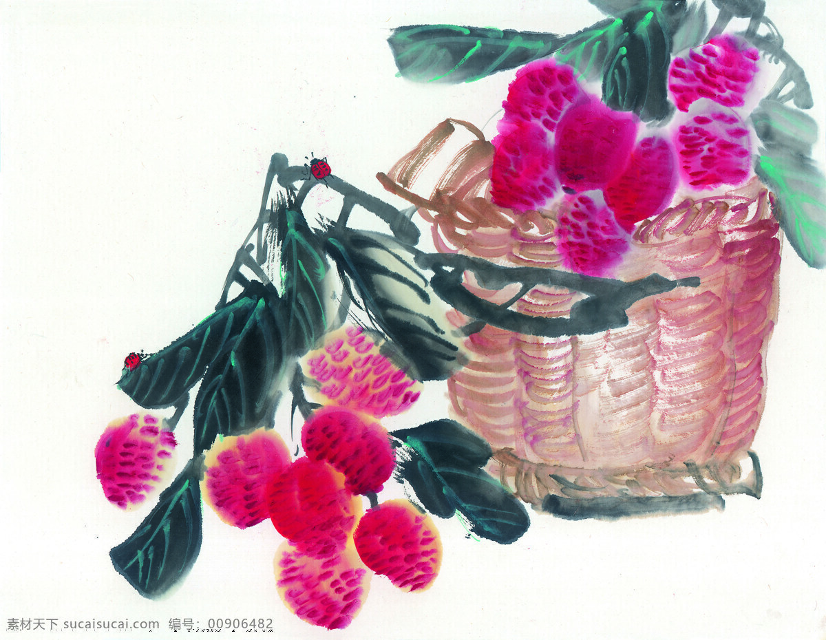 中国 风 篮子 蔬菜 水墨画 鱼 中国风 中华艺术绘画 文化艺术