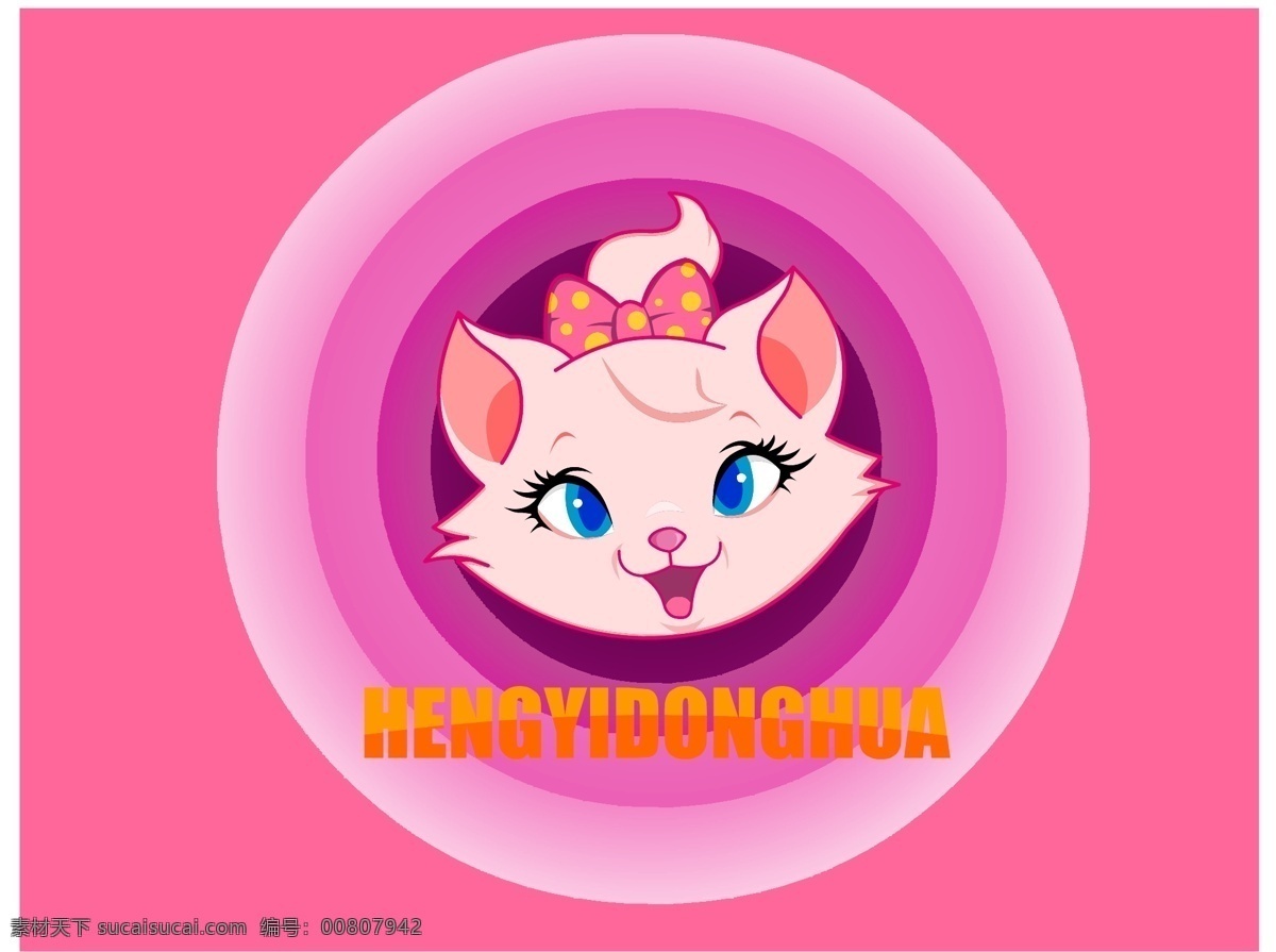 卡通猫咪 韩国卡通 猫咪 英文 蝴蝶结 猫 动物 动漫动画