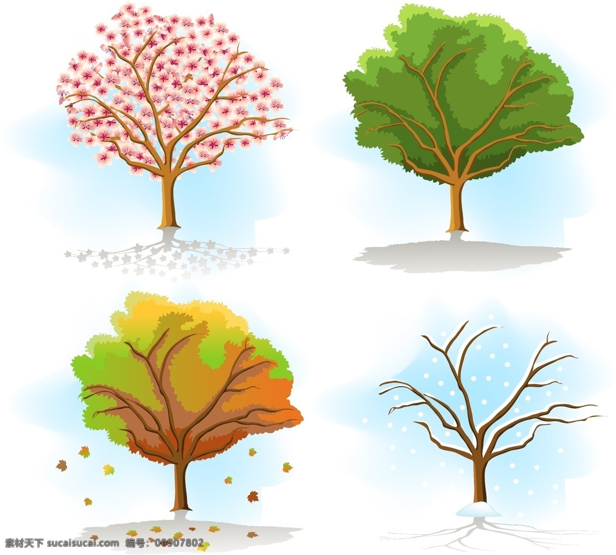 四季 植物 主题 矢量 eps格式 彩虹 花 雷电 矢量素材 树木 太阳 土壤 叶子 植物矢量 自然 矢量图 其他矢量图