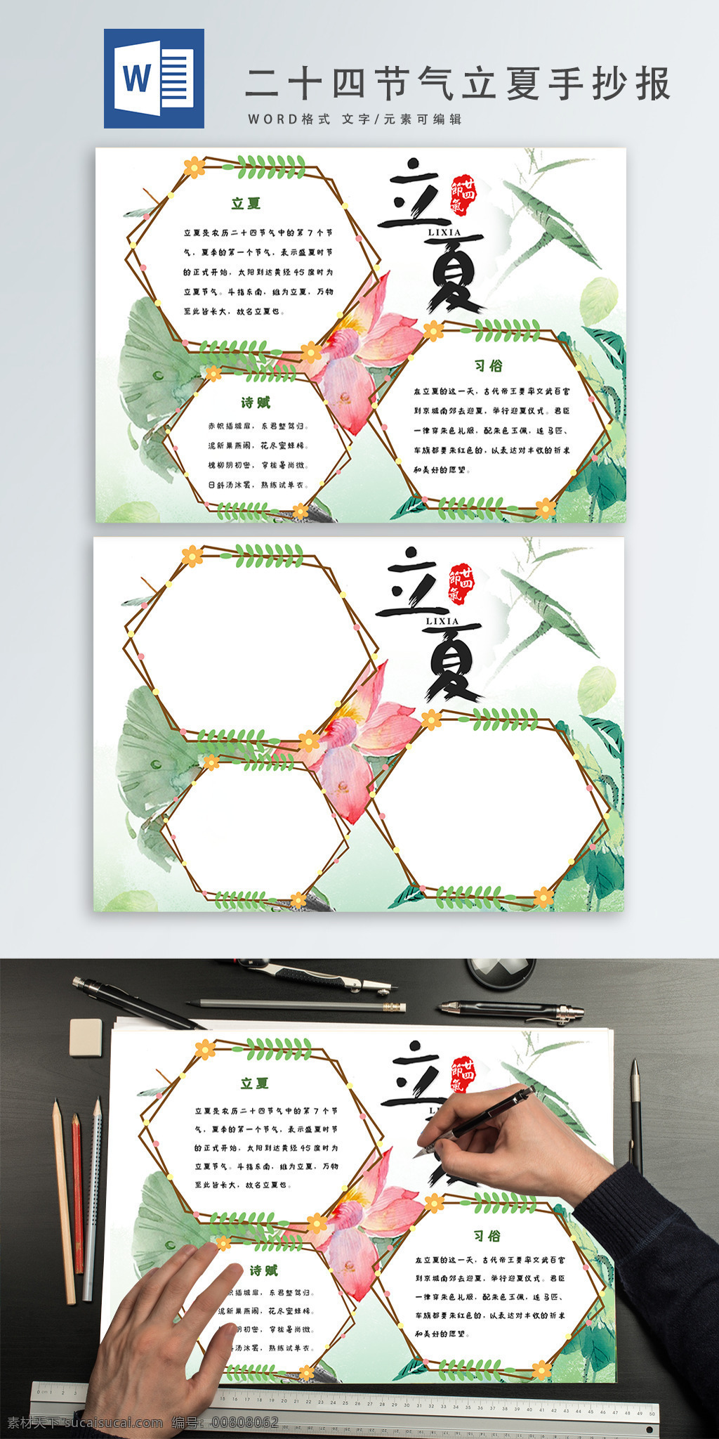 二十四节气 立夏 手 抄报 小清新 手抄报 夏天