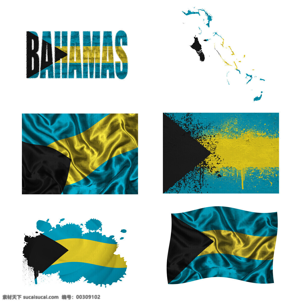 巴哈马 国旗 地图 巴哈马国旗 国旗图案 旗帜 国旗图片 生活百科