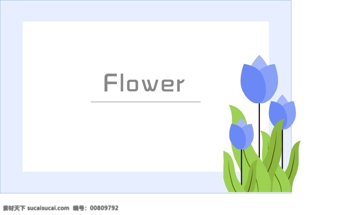 矢量 手绘 蓝色 花卉 边框 商用 元素 植物 框 花 装饰元素