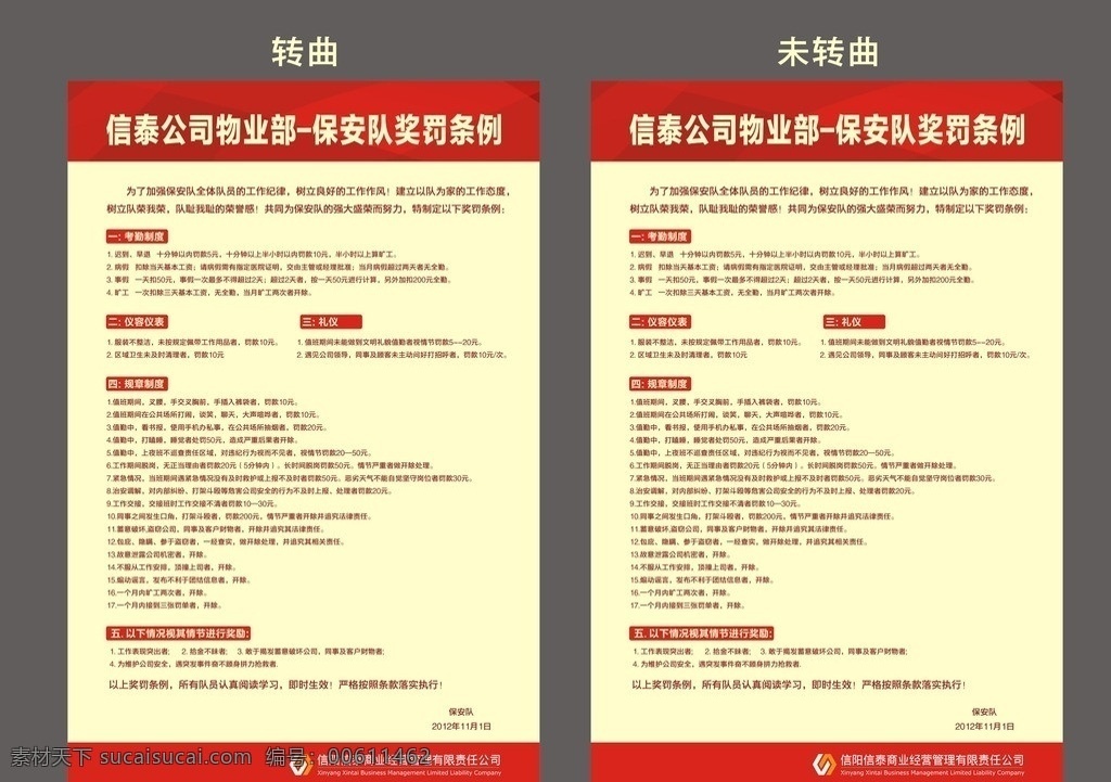 保安奖罚条例 展板模板 矢量