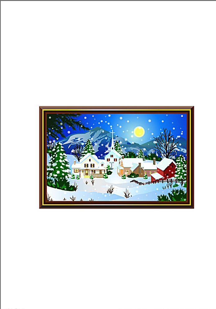 雪景画 雪景 画 风景 卡通 矢量画 新悦魅影 自然景观 白色