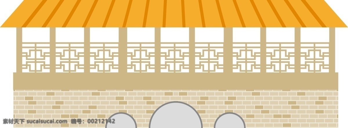 中国 古代 建筑物 手绘 矢量 元素 背景 装饰 套 图 建筑