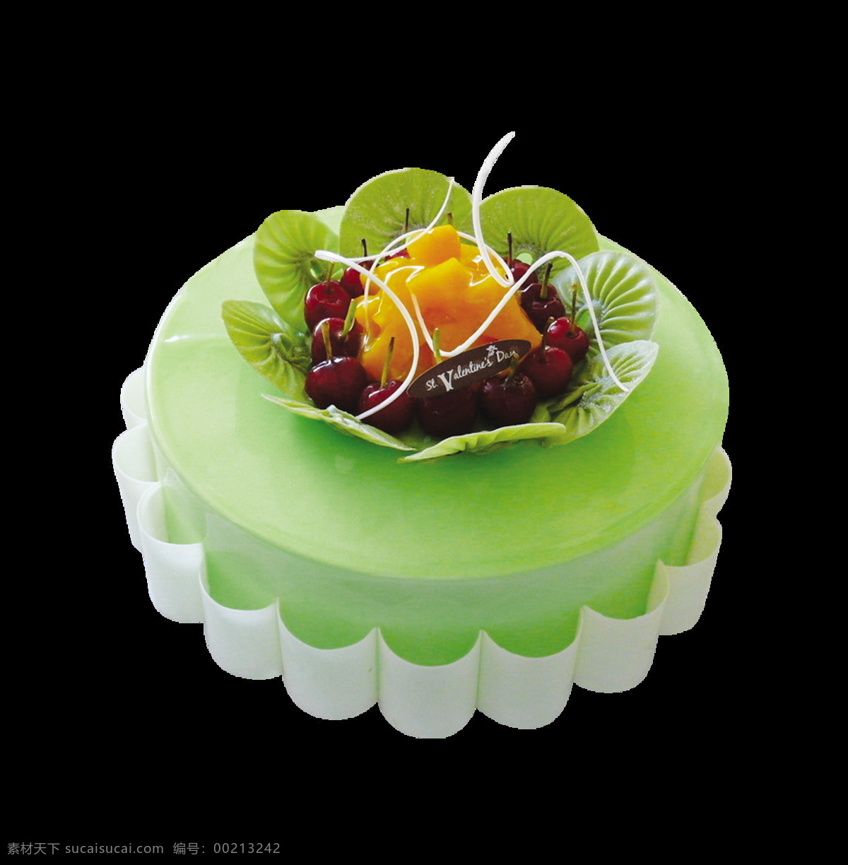绿色 水果 味 生日蛋糕 蛋糕图案 精美蛋糕素材 奶油蛋糕 生日蛋糕装饰 甜品