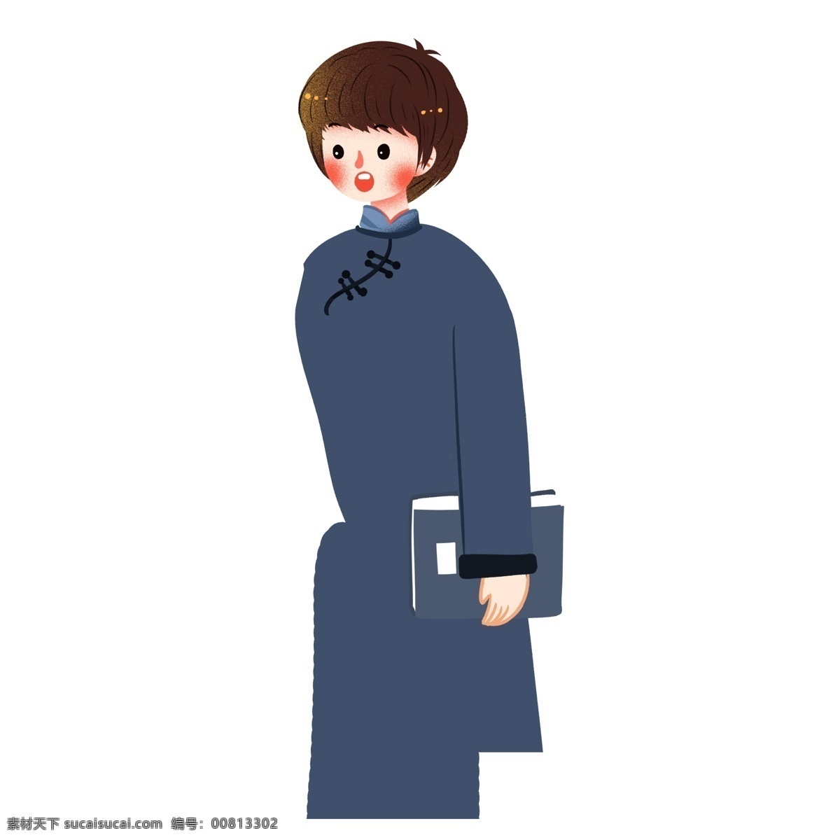 彩色 卡通 一个 走路 女孩 人物插画 精致人物 手绘元素 走路的女孩