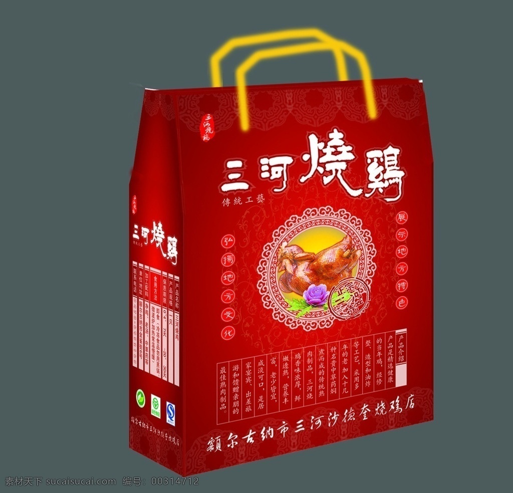 三河烧鸡 烧鸡 包装箱 古典花纹 包装设计 矢量