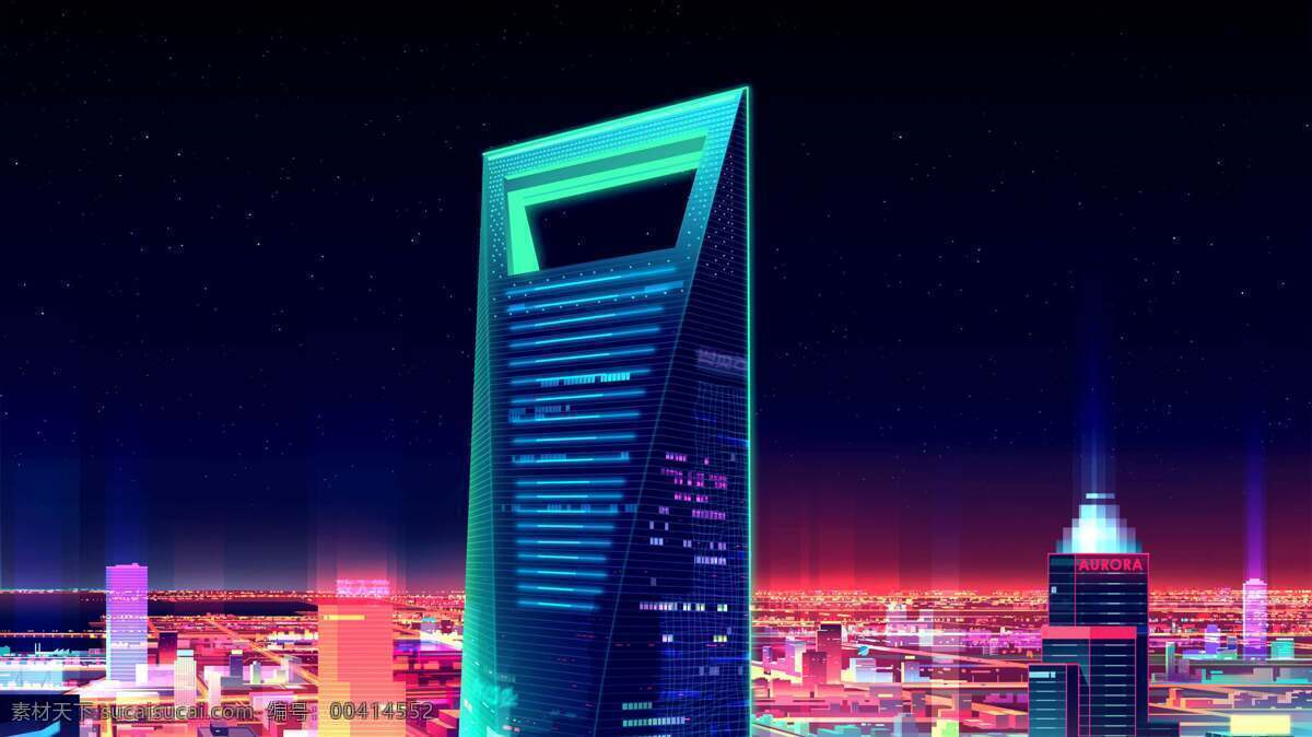 城市夜景插画 城市 夜景 插画 桌面 背景 设计素材 动漫动画 风景漫画