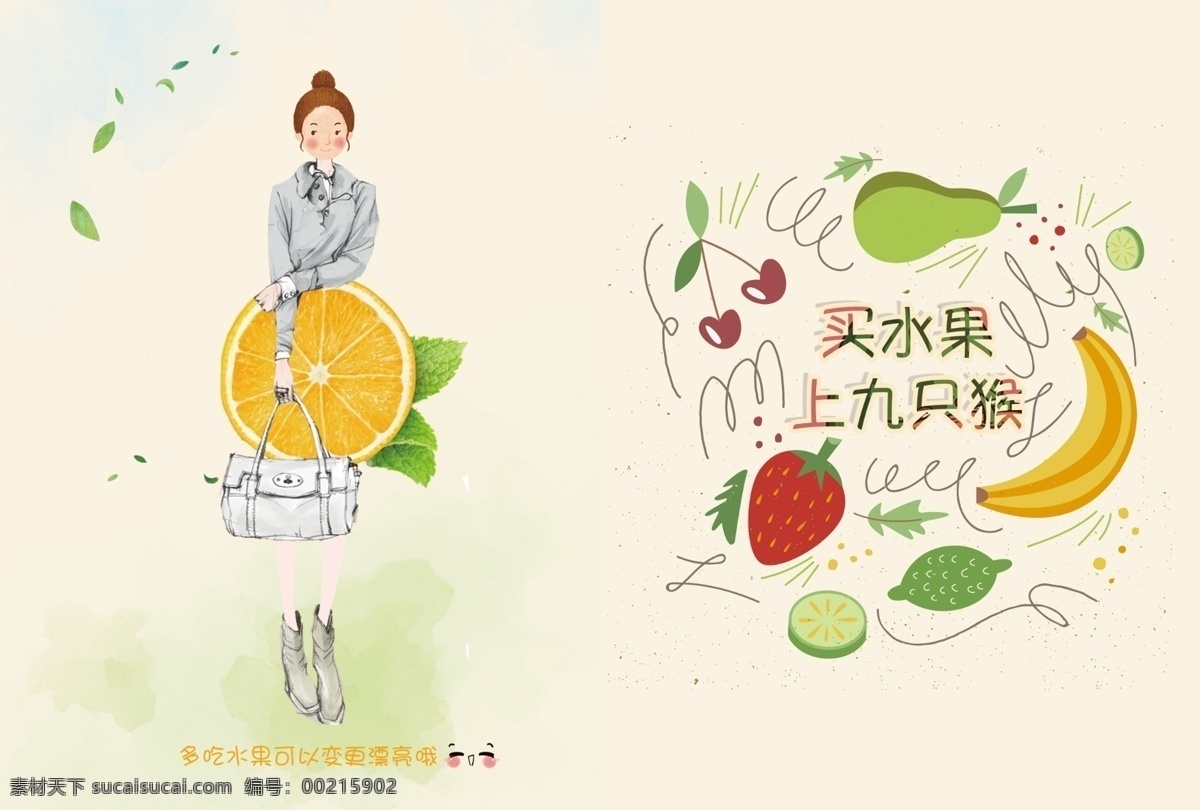 折叠正面 水果类目 折叠调差问卷 可爱 卡通 人物 黑板 写字 白色