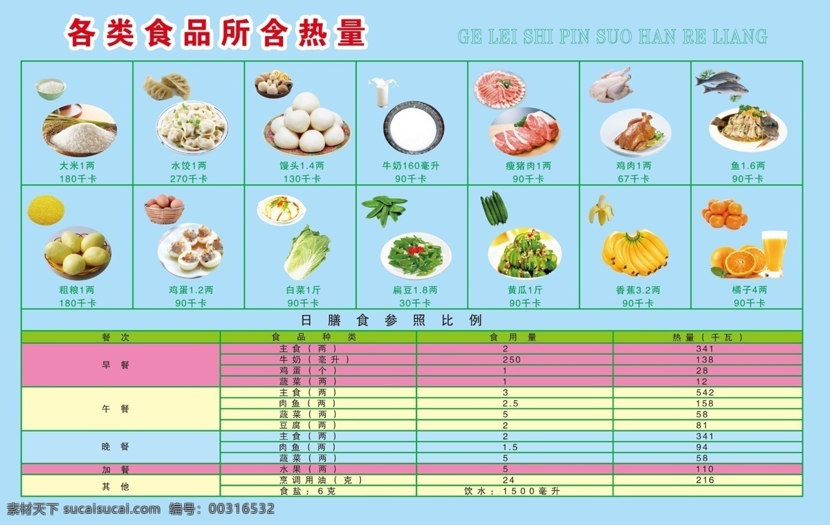 食堂 热量 配比 食材 菜 热量配比 食物素材 浅蓝色背景