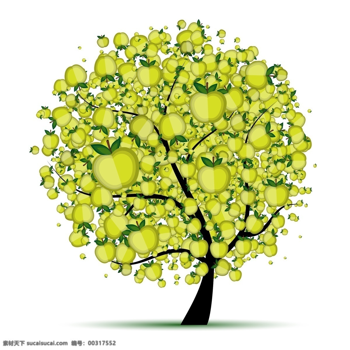 树木 树叶 矢量 果树 苹果 绿树 绿叶 大树 清新 自然 环保 植物 矢量素材 树木树叶 生物世界