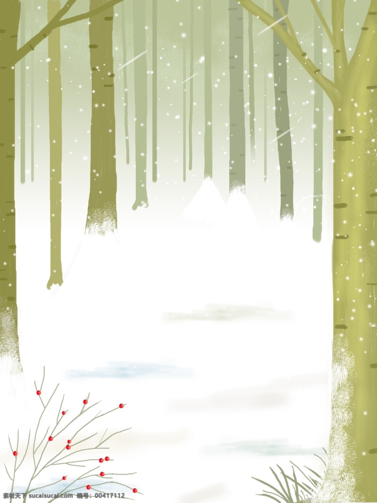 清新 冬季 雪地 树林 背景 背景图 创意 冬季背景 广告背景 背景设计 彩绘背景 背景展板 特邀背景 背景展板图