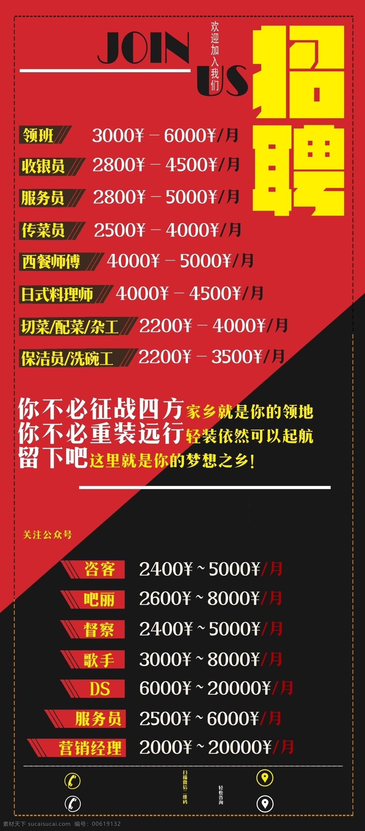 餐厅 酒吧 招聘 展架 模板 红色黑色 简约大气 海报 宣传 餐厅酒吧
