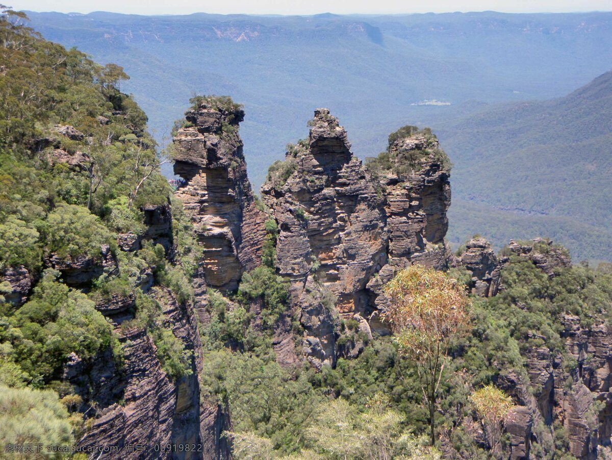 三姊妹石远景 澳洲 新南威尔斯省 三姊妹石 蓝山国家公园 悉尼市郊 回音谷 天然岩石 澳洲旅遊一覽 国外旅游 旅游摄影