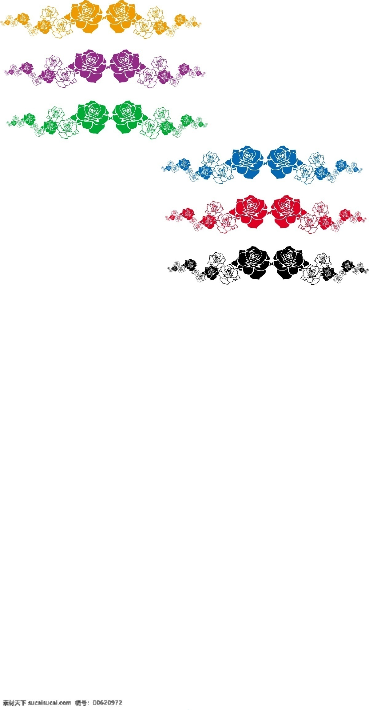 玫瑰花藤 多色矢量花 时尚花纹 矢量花纹 纹身图案 tattoo tatoo 玫瑰 花纹花边 底纹边框 矢量