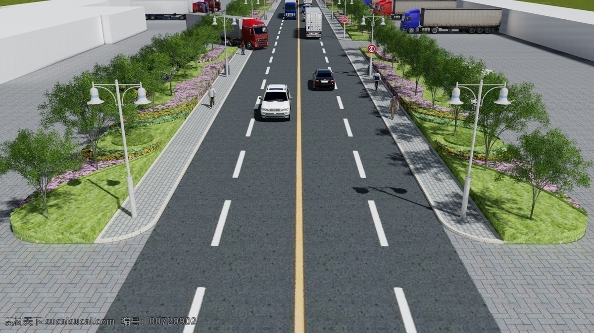 道路效果图 道路 改造 绿化 交通 国道 街道 自然景观 建筑园林 bmp