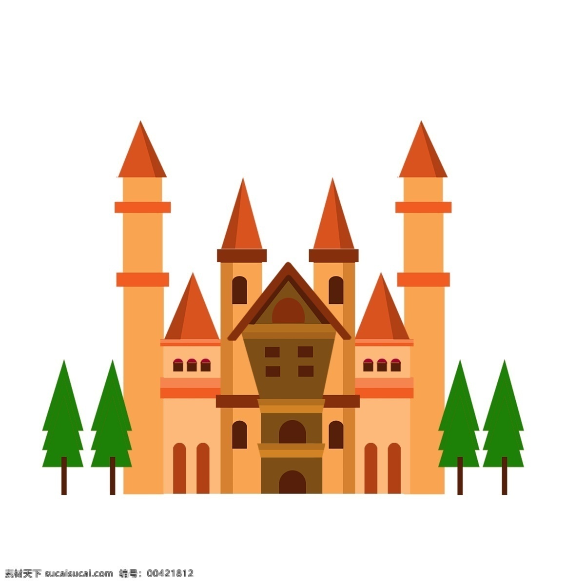 手绘 欧式 卡通 梦幻 城堡 建筑 小 清新 元素 欧式建筑 卡通城堡 梦幻元素 小场景 建筑物
